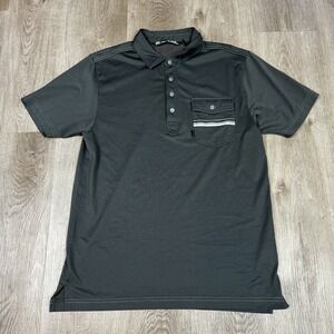 Travis Mathew Polo Shirt Mens Medium Front Pocket Embellished Pima Cotton
